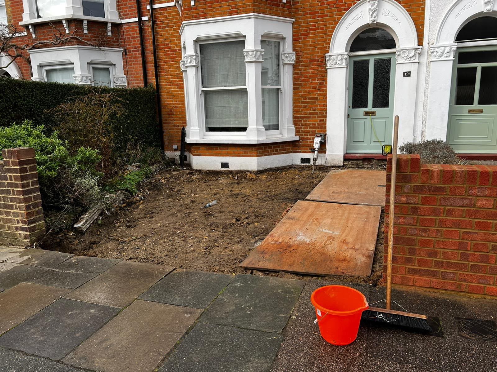 Front garden paving, before