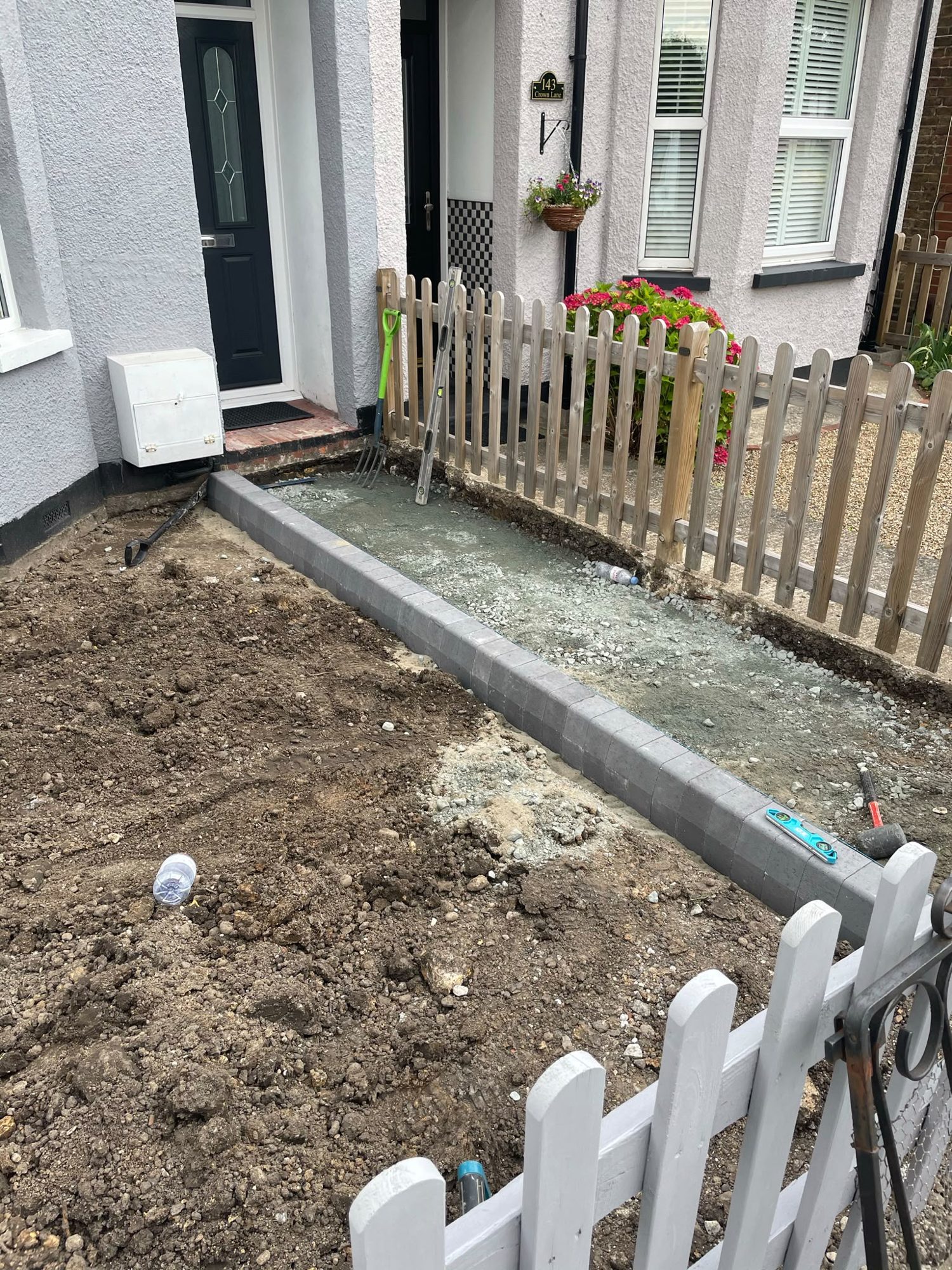 Block-paved front path, before