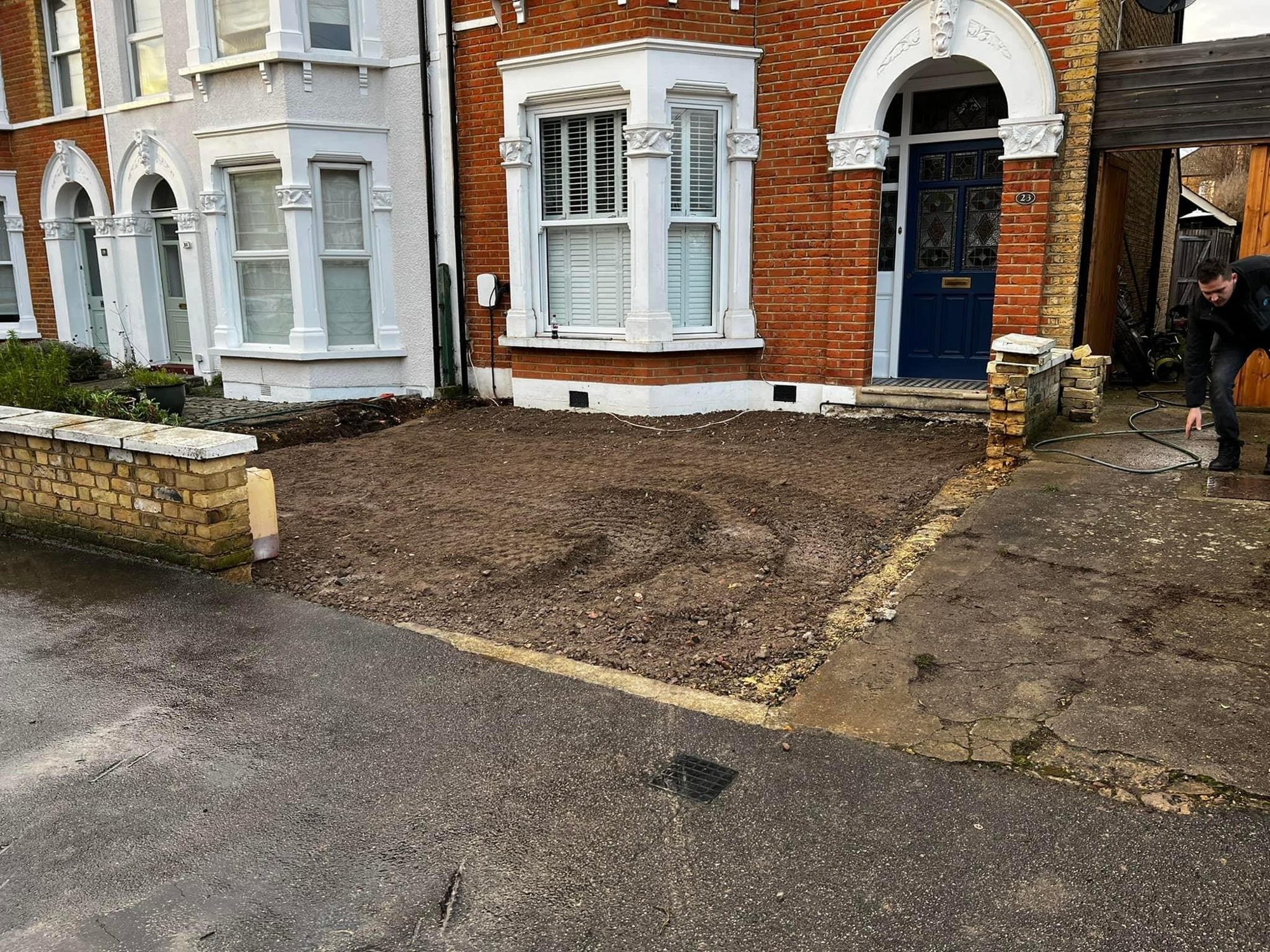 Front driveway block paving, before